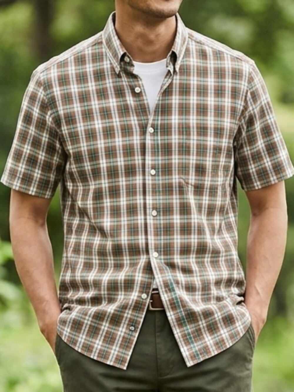 Mens Vintage Check Shirt Green Red White Plaid Button Up OR 5/$35 sale- you pick